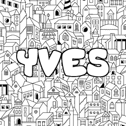 Coloring page first name YVES - City background