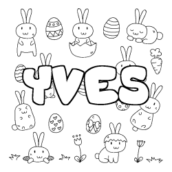 Coloring page first name YVES - Easter background