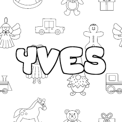 Coloring page first name YVES - Toys background