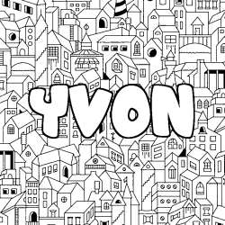 Coloring page first name YVON - City background