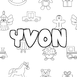 Coloring page first name YVON - Toys background