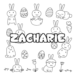 Coloring page first name ZACHARIE - Easter background