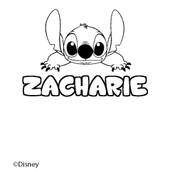 Coloring page first name ZACHARIE - Stitch background