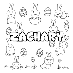 Coloring page first name ZACHARY - Easter background