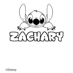 Coloring page first name ZACHARY - Stitch background