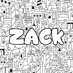 Coloring page first name ZACK - City background