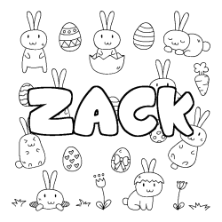 Coloring page first name ZACK - Easter background