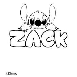 Coloring page first name ZACK - Stitch background