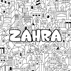 Coloring page first name ZAHRA - City background