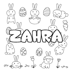 Coloring page first name ZAHRA - Easter background