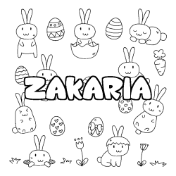 Coloring page first name ZAKARIA - Easter background