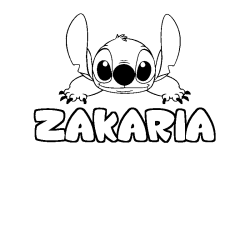 Coloring page first name ZAKARIA - Stitch background