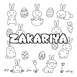 Coloring page first name ZAKARIYA - Easter background