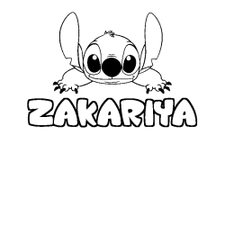 Coloring page first name ZAKARIYA - Stitch background