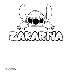 Coloring page first name ZAKARIYA - Stitch background