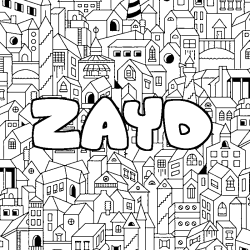 Coloring page first name ZAYD - City background