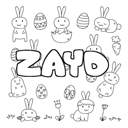 Coloring page first name ZAYD - Easter background