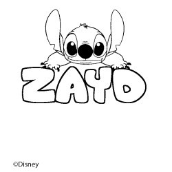 Coloring page first name ZAYD - Stitch background