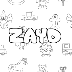 Coloring page first name ZAYD - Toys background