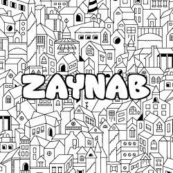 Coloring page first name ZAYNAB - City background