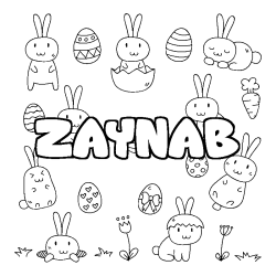 Coloring page first name ZAYNAB - Easter background