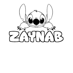 Coloring page first name ZAYNAB - Stitch background