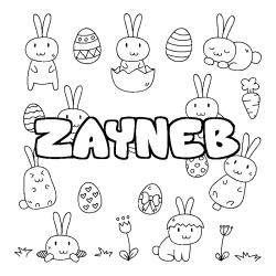 Coloring page first name ZAYNEB - Easter background