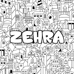 Coloring page first name ZEHRA - City background