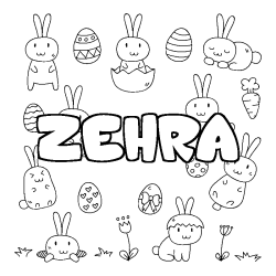 Coloring page first name ZEHRA - Easter background