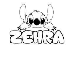 Coloring page first name ZEHRA - Stitch background
