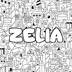 Coloring page first name ZELIA - City background