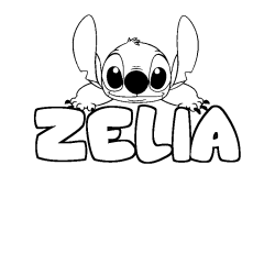 Coloring page first name ZELIA - Stitch background
