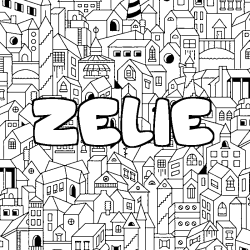 Coloring page first name ZELIE - City background