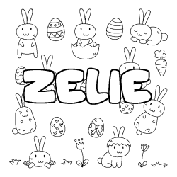 Coloring page first name ZELIE - Easter background