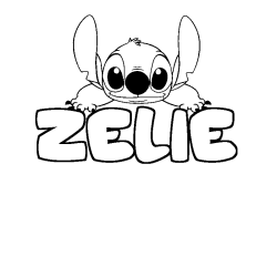 Coloring page first name ZELIE - Stitch background