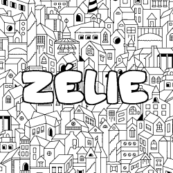 Coloring page first name ZÉLIE - City background