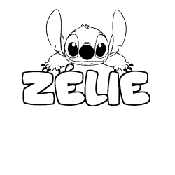 Coloring page first name ZÉLIE - Stitch background