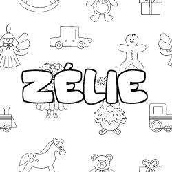 Coloring page first name ZÉLIE - Toys background