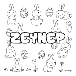 Coloring page first name ZEYNEP - Easter background