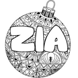Coloring page first name ZIA - Christmas tree bulb background