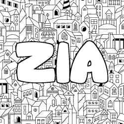 Coloring page first name ZIA - City background