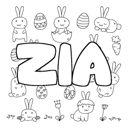 Coloring page first name ZIA - Easter background