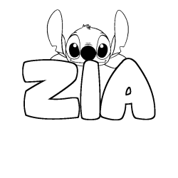 Coloring page first name ZIA - Stitch background