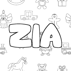 Coloring page first name ZIA - Toys background