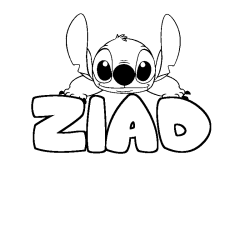 Coloring page first name ZIAD - Stitch background