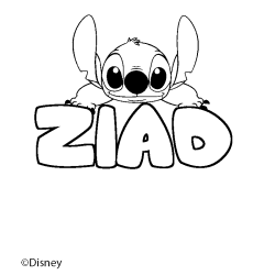 Coloring page first name ZIAD - Stitch background