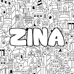 Coloring page first name ZINA - City background
