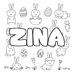 Coloring page first name ZINA - Easter background