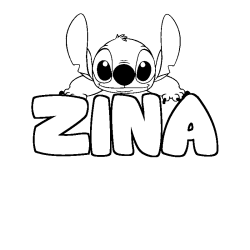 Coloring page first name ZINA - Stitch background