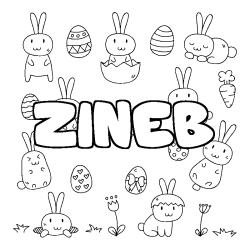 Coloring page first name ZINEB - Easter background